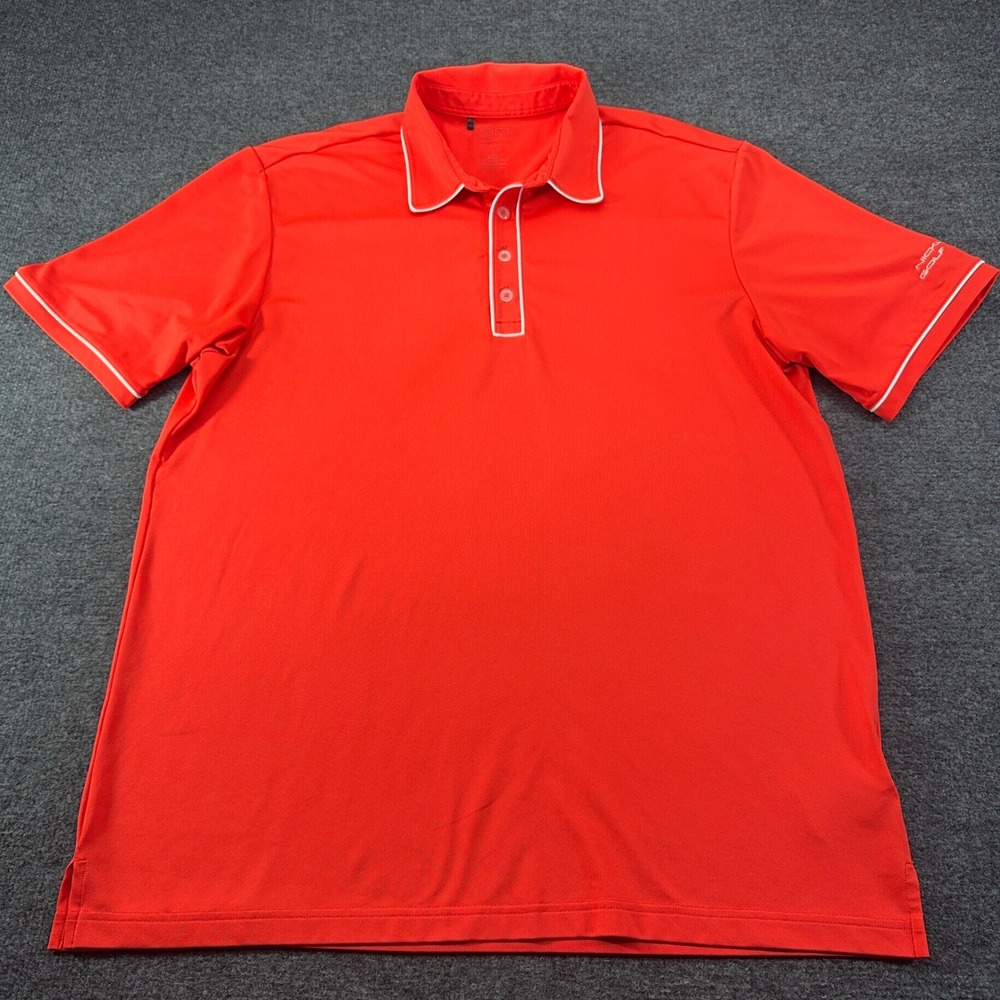 Adidas Golf Puremotion Polo Mens Large Orange Nicklaus Golf Club Performance
